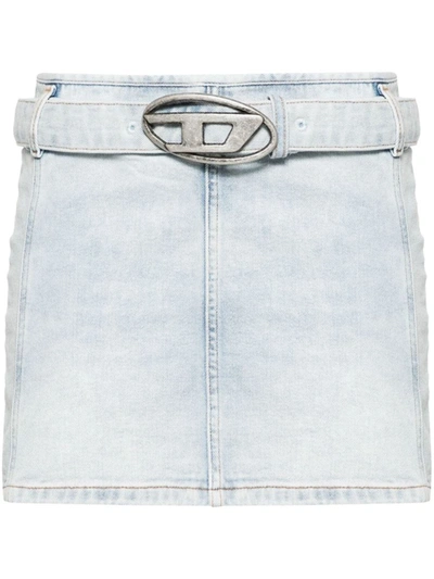 Shop Diesel Logo Denim Mini Skirt