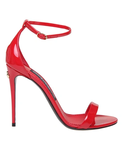 Shop Dolce & Gabbana Patent Leather Sandal With A Band In Red