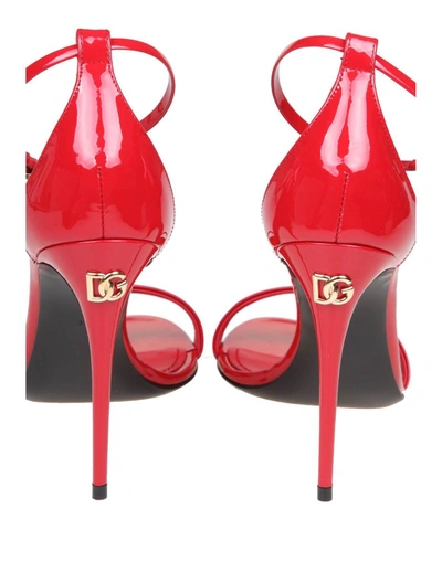 Shop Dolce & Gabbana Patent Leather Sandal With A Band In Red