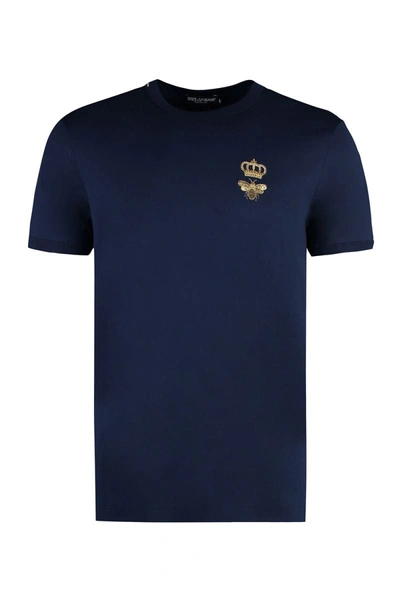Shop Dolce & Gabbana Logo Cotton T-shirt In Blue