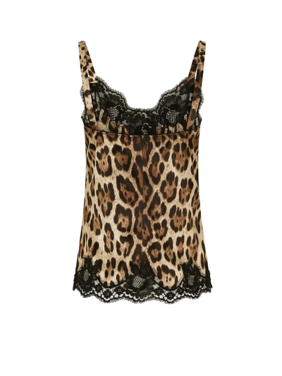Shop Dolce & Gabbana Leopard Print Silk Top In Brown