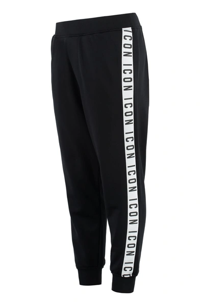 Shop Dsquared2 Dan Cotton Blend Jogging Trousers In Black