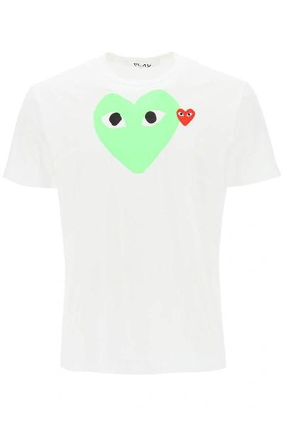 Shop Comme Des Garçons Play Comme Des Garcons Play Heart Print T-shirt In White