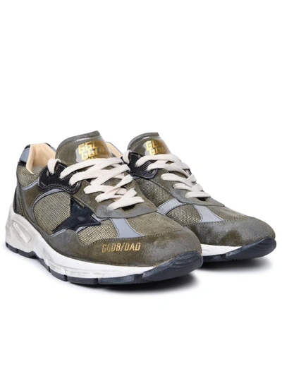 Shop Golden Goose 'running Dad' Green Leather Sneakers