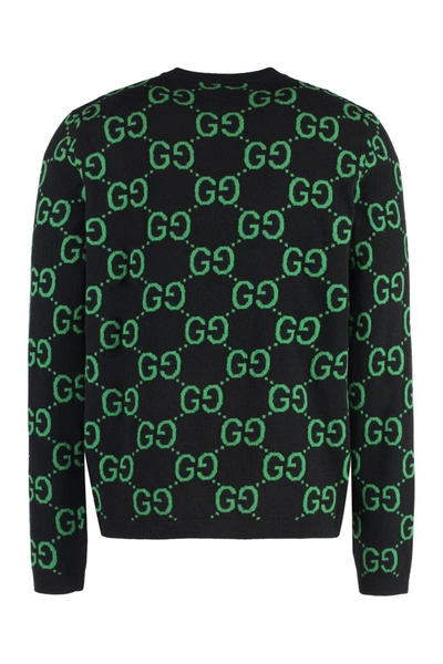 Shop Gucci Crew-neck Wool Sweater In Black