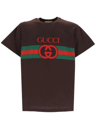 Shop Gucci T-shirts And Polos In Brown/multicolr