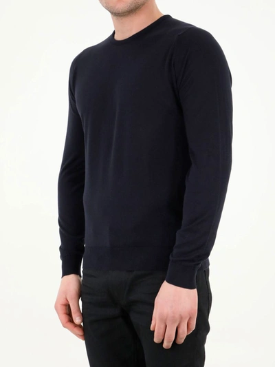 John Smedley Hatfield Long Sleeves Crewneck Pullover In Blue