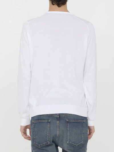 John Smedley Crewneck Sea Island Cotton Pullover In White