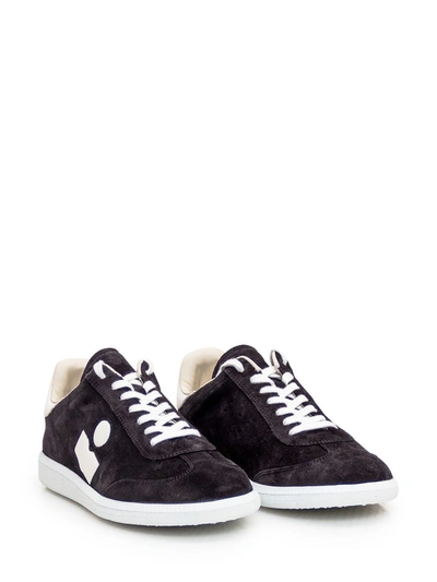 Shop Isabel Marant 'suede Logo Snea' Sneakers In White/black