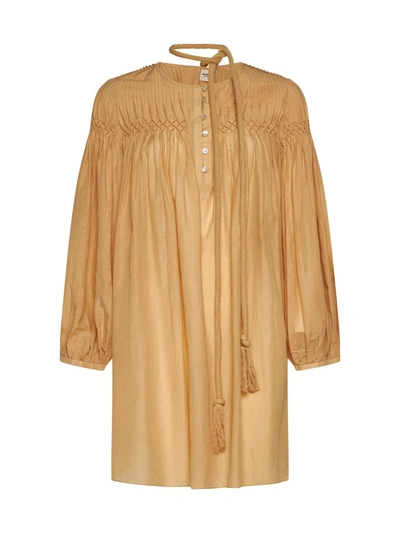 Shop Isabel Marant Étoile 'adeliani' Beige Cotton Blend Dress In Sahara