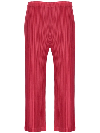 Shop Issey Miyake Pleats Please Trousers In Red