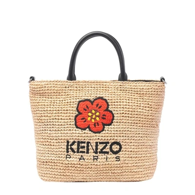 Shop Kenzo Raphia Bag In Black