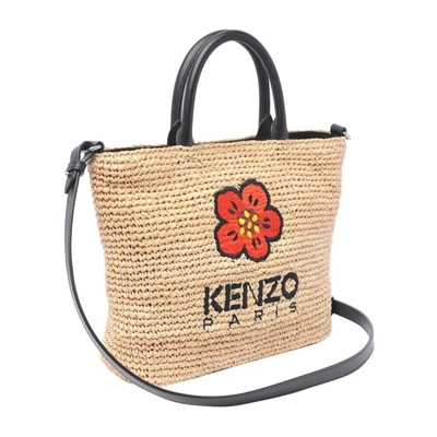Shop Kenzo Raphia Bag In Black