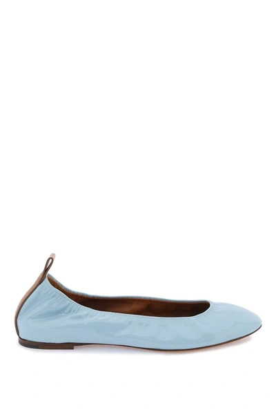 Shop Lanvin The Ballerina Flat In Patent Leather In Blue