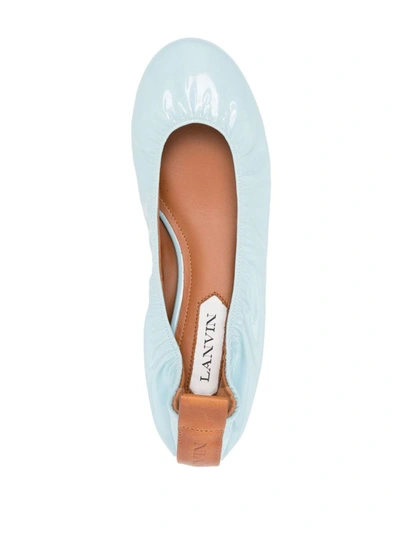Shop Lanvin The Ballerina Flat In Patent Leather In Blue