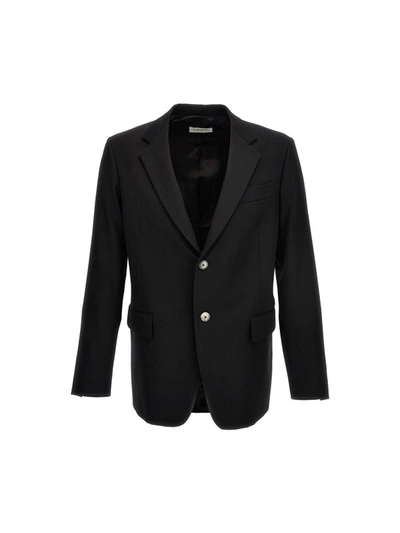 Shop Lanvin Wool Single Breast Blazer Jacket In Black