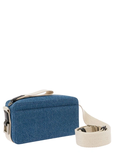 Shop Jacquemus 'le Cuerda Horizontal' Light Blue Messenger Bag With Logo Lettering Detail In Cotton Man