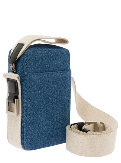 Shop Jacquemus 'la Cuerda Vertical' Blue Shoulder Bag With Front Logo In Leather Man