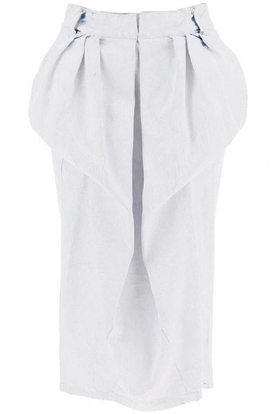Shop Maison Margiela Crinkled Denim Ruffled Skirt In White