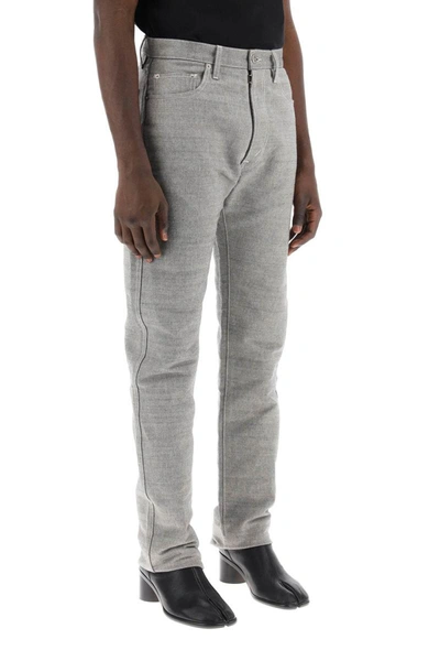Shop Maison Margiela Five-pocket Trousers In Mélange Effect Canvas In Grey