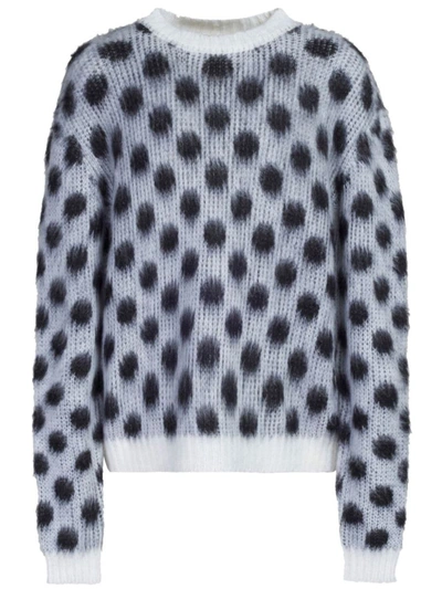 Shop Marni Mohair Jumper With Polka Dots In Blue