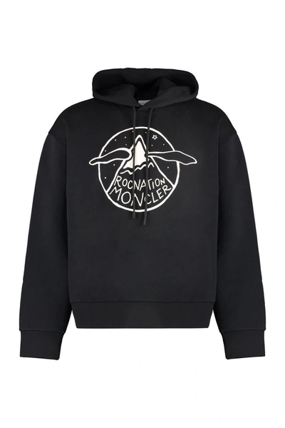Shop Moncler Genius Moncler X Roc Nation Designed By Jay-z - Logo Cotton Hoodie In Black