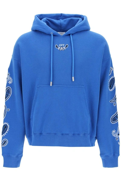 Shop Off-white Hooded Sweatshirt With Arrow Band In Blue