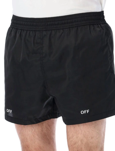 Shop Off-white Off Stamp Swimshorts In Black