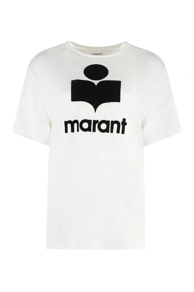Shop Isabel Marant Étoile 'zewel' T-shirt In White/black
