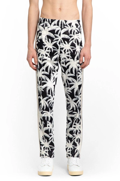 Shop Palm Angels Trousers In Black&white