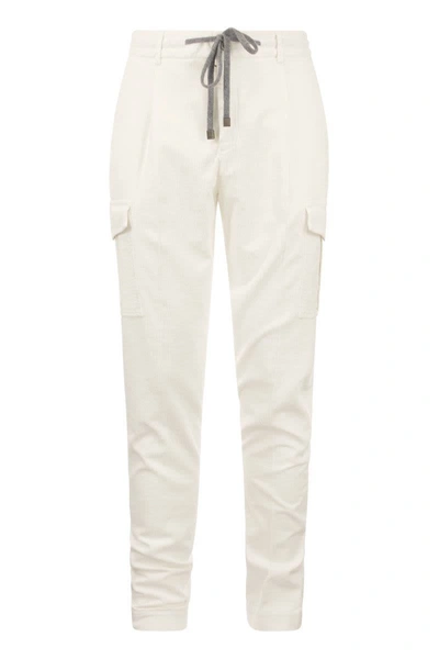 Shop Peserico Velvet Cargo Jogger Trousers In Snow