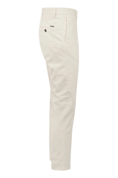 Shop Peserico Velvet Chino Trousers In Snow