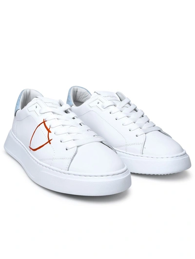Shop Philippe Model Leather Sneakers In White/red