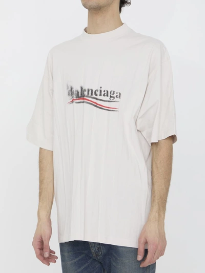 Shop Balenciaga Political Stencil Medium Fit T-shirt In Beige