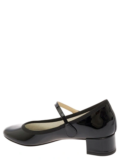 Shop Repetto 'rose' Black Mary Janes With Strap In Patent Leather Woman