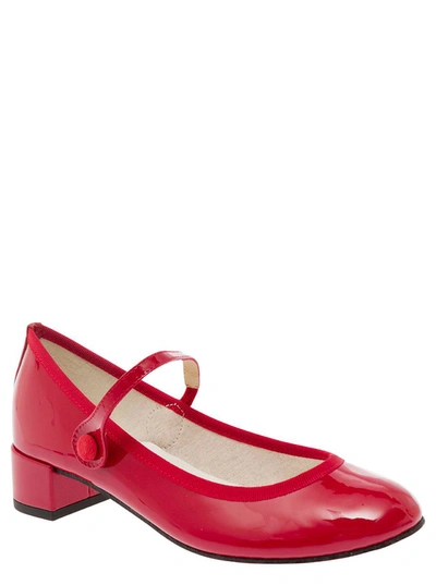 Shop Repetto 'rose' Red Mary Janes With Strap In Patent Leather Woman