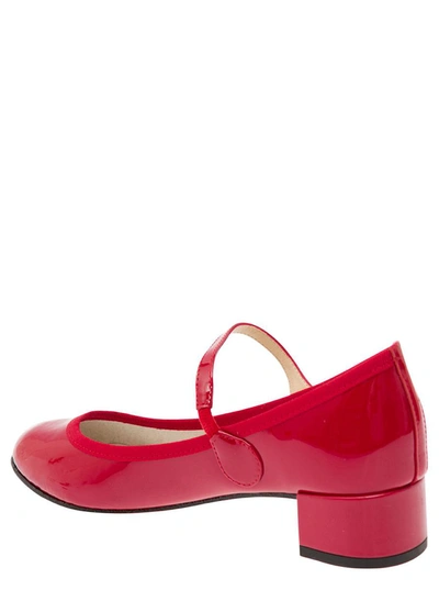 Shop Repetto 'rose' Red Mary Janes With Strap In Patent Leather Woman