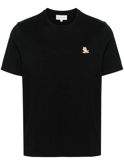 Shop Maison Kitsuné Chillax Fox Cotton T-shirt In Black