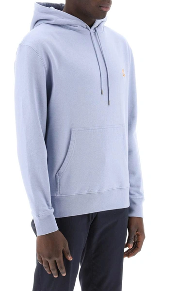 Shop Maison Kitsuné Maison Kitsune Chillax Fox Hooded Sweatshirt In Blue