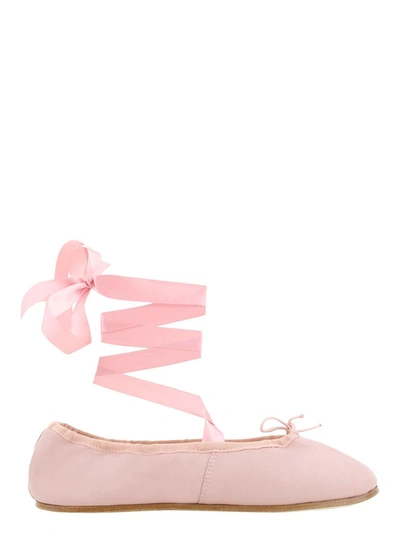 Shop Repetto 'sofia' Pink Ballet Flats With Ribbon In Leather Woman