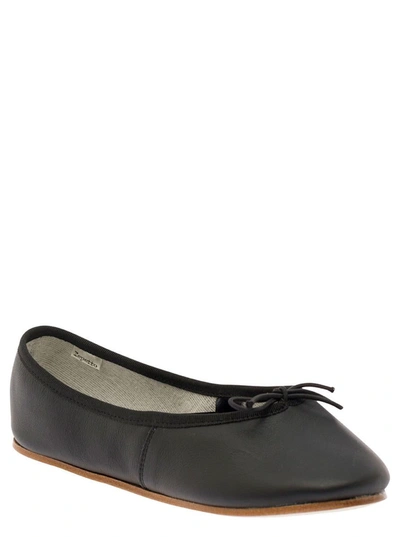 Shop Repetto 'sofia' Black Ballet Flats With Ribbon In Leather Woman