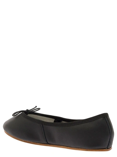 Shop Repetto 'sofia' Black Ballet Flats With Ribbon In Leather Woman