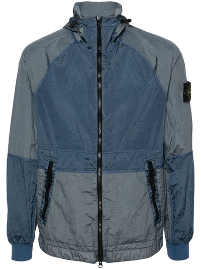 Shop Stone Island Nylon Zipped Jacket In Blue