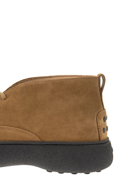 Shop Tod's Suede Leather Ankle Boots In Cognac