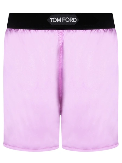Shop Tom Ford Shorts In Satin In Purple