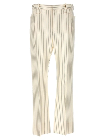 Shop Tom Ford Pinstripe Pants In White/black