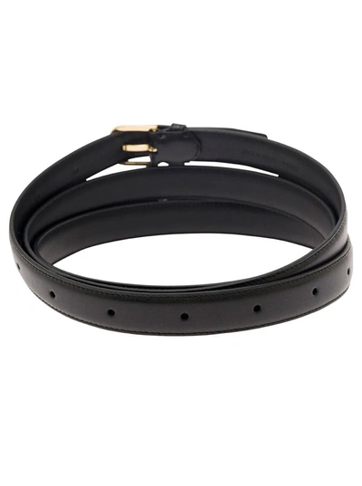Shop Totême Black Wrap Belt With Gold Tone Buckle In Leather Woman