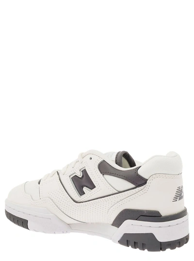 Shop New Balance '550' White And Black Low Top Sneakers With Logo In Leather Woman
