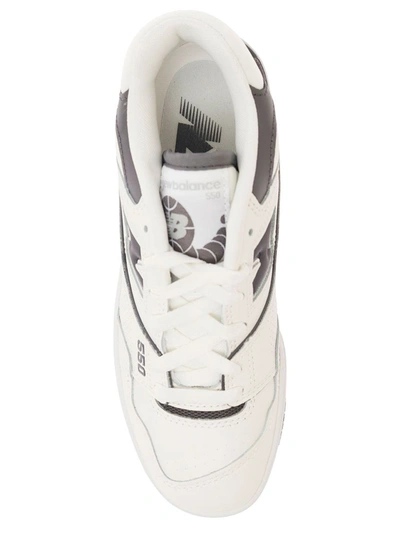 Shop New Balance '550' White And Black Low Top Sneakers With Logo In Leather Woman