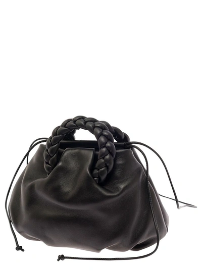Shop Hereu 'bombon' Black Handbag With Braided Handles In Leather Woman